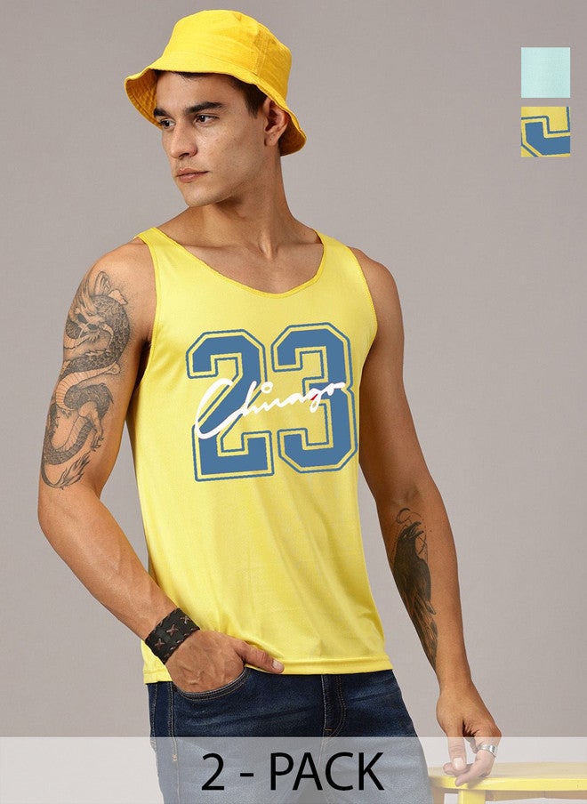 Rodzen Pack Of 2 Printed Round Neck Sleeveless Basic Innerwear Vests - Image 1